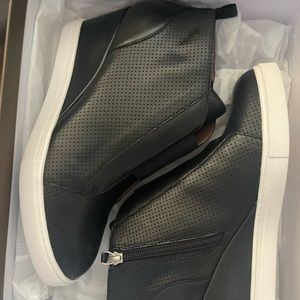 New in Box Linea Paolo Black Napa Perforated Leather Booties - Size 8.5